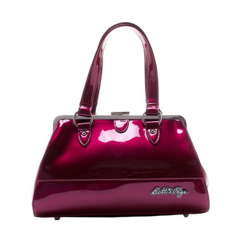 New Bettie Page Centerfold Purse Brick (Cherry Burgundy-ish Glitter Fabric)